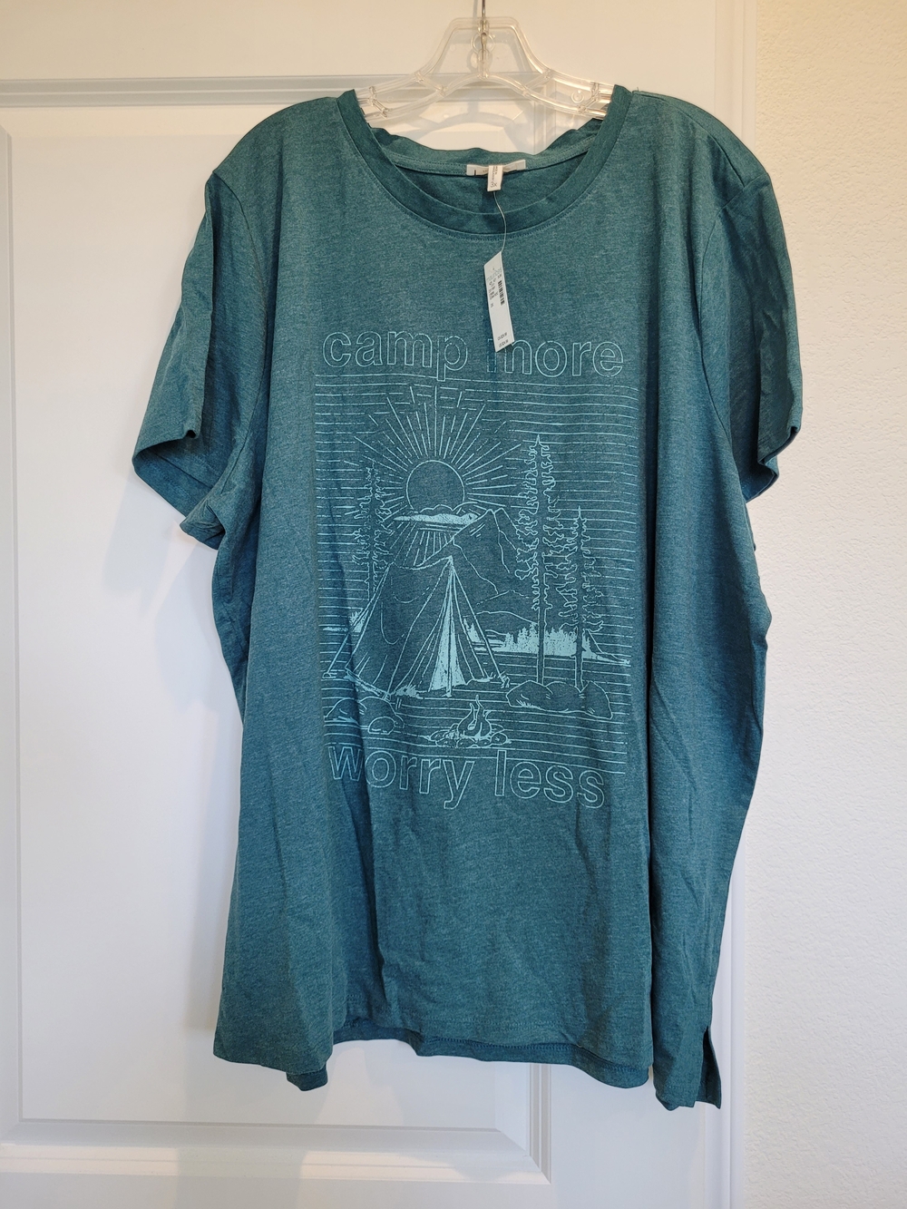 Maurices Teal Graphic Camp More Worry Less Tee NWT 3X